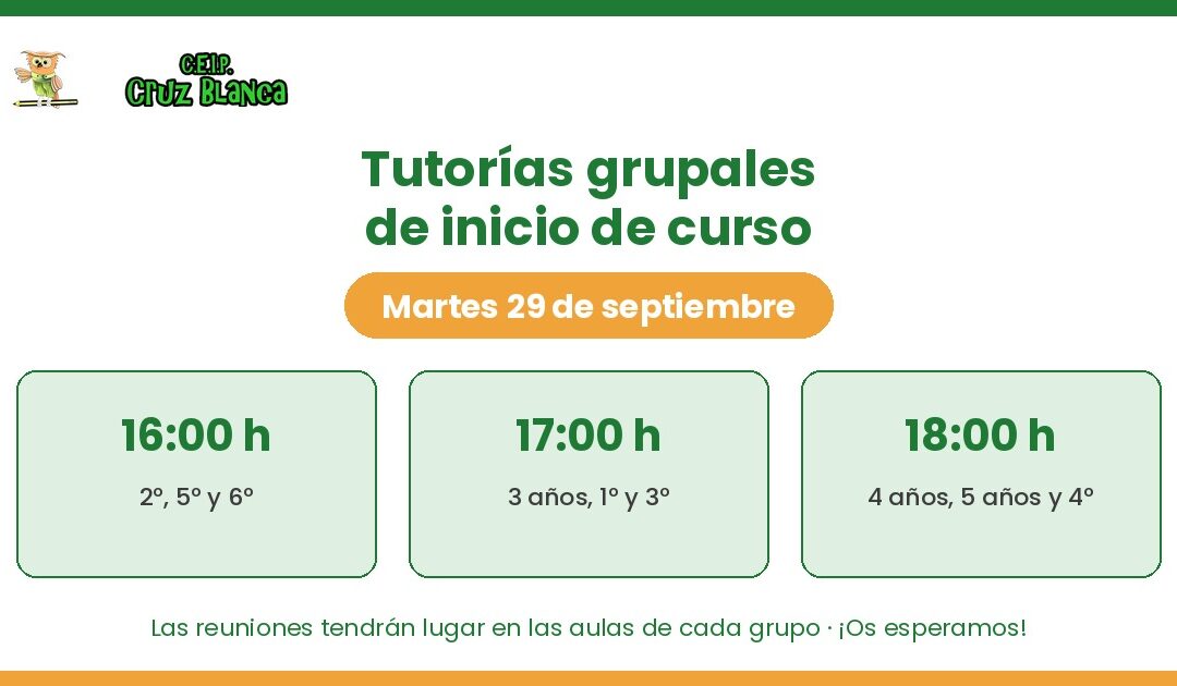 Tutorías grupales de inicio de curso: hoy martes 29 de septiembre